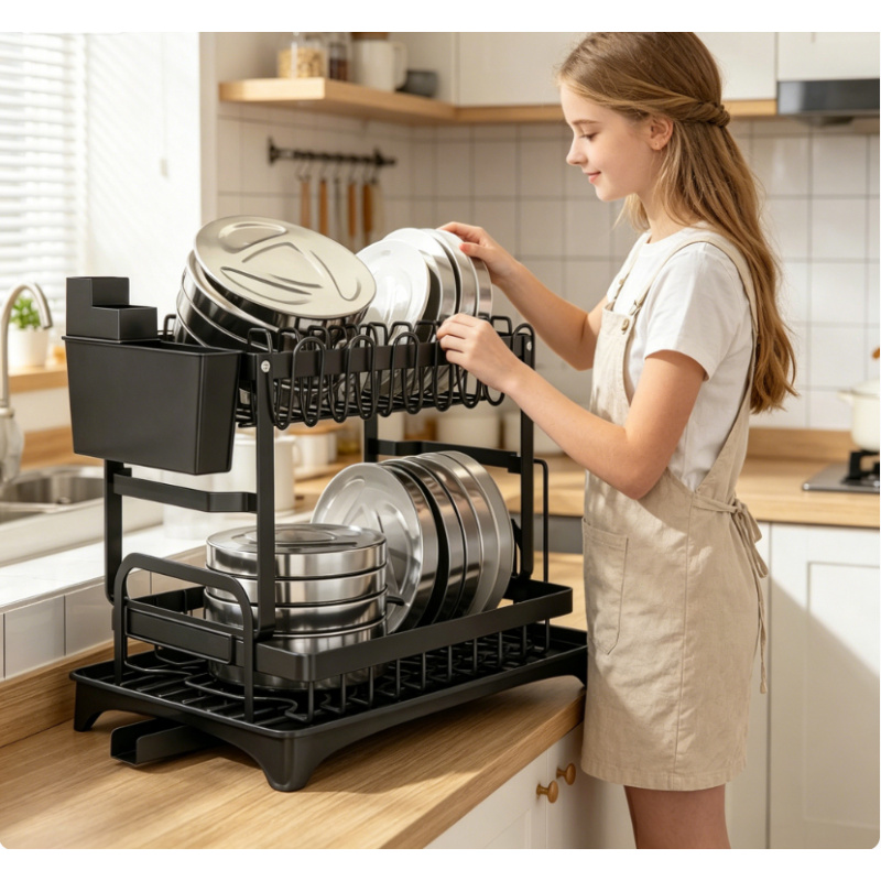 Commercial Kitchen Floor Drain - Premium Large Dish Drying Rack 2