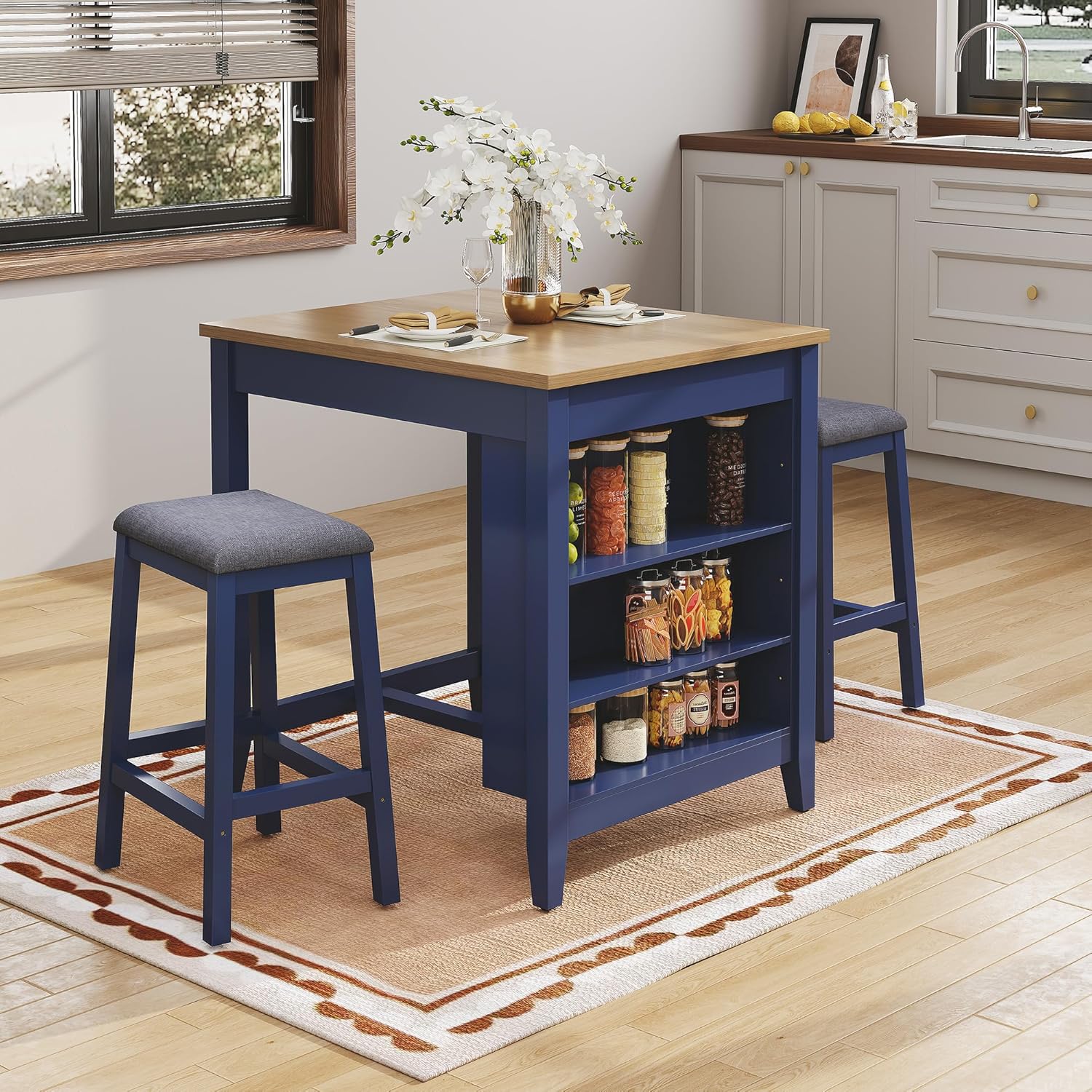 Commercial Kitchen Small Space - 3pc Dining Table Set for 2