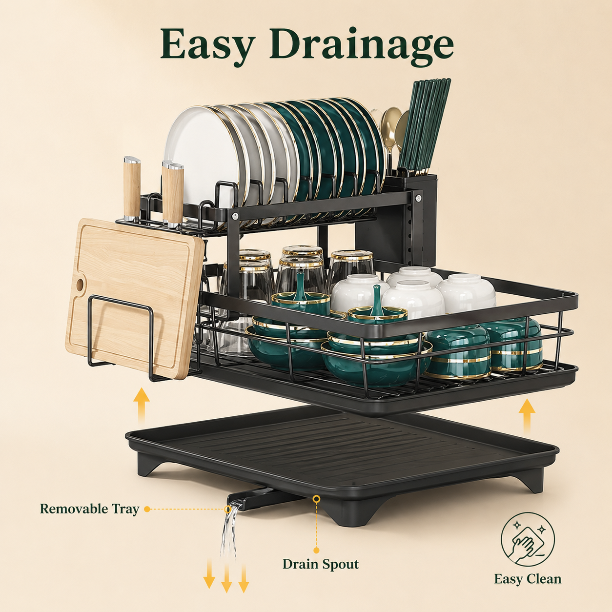2-Tier Dish Drying Rack for Ki - огляд і ціна Commercial Kitchen Floor Drain