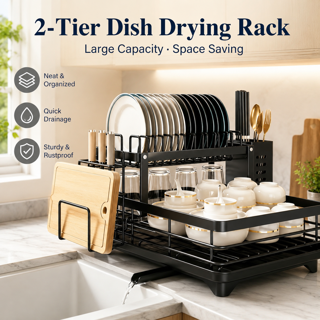 2-Tier Dish Drying Rack for Ki - огляд і ціна Commercial Kitchen Floor Drain