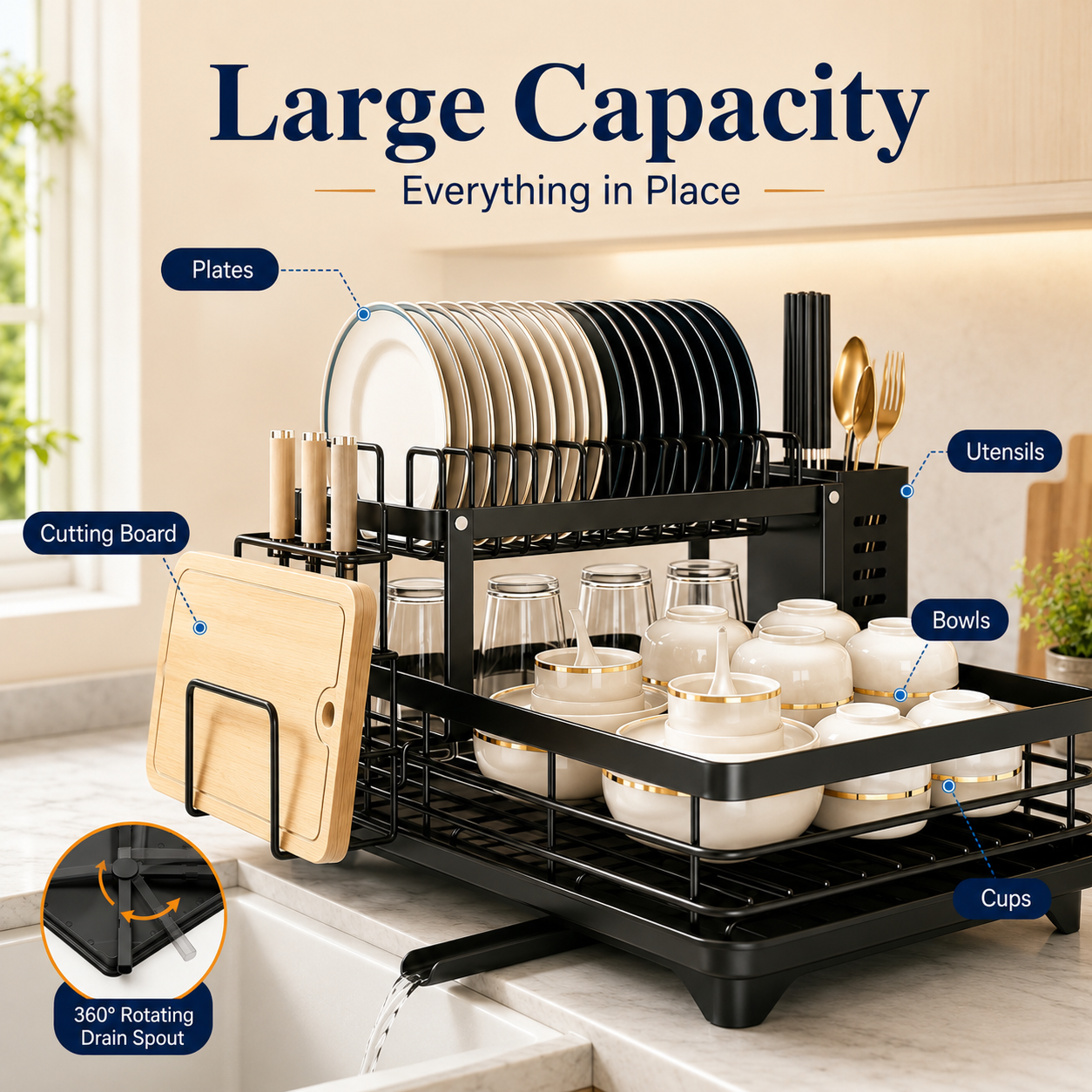 2-Tier Dish Drying Rack for Ki - огляд і ціна Commercial Kitchen Floor Drain