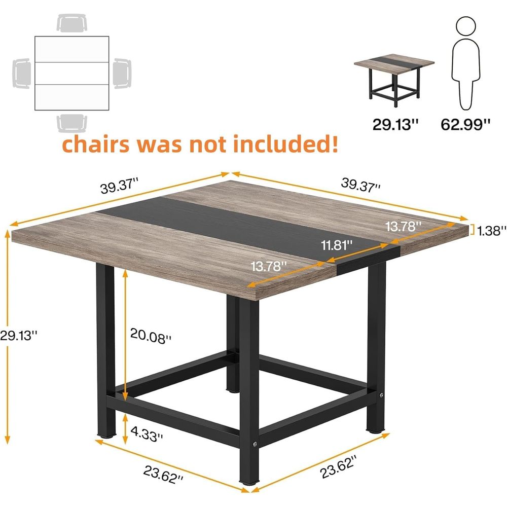 39.4 Square Wooden Dining Tabl - огляд і ціна Commercial Kitchen Small Space