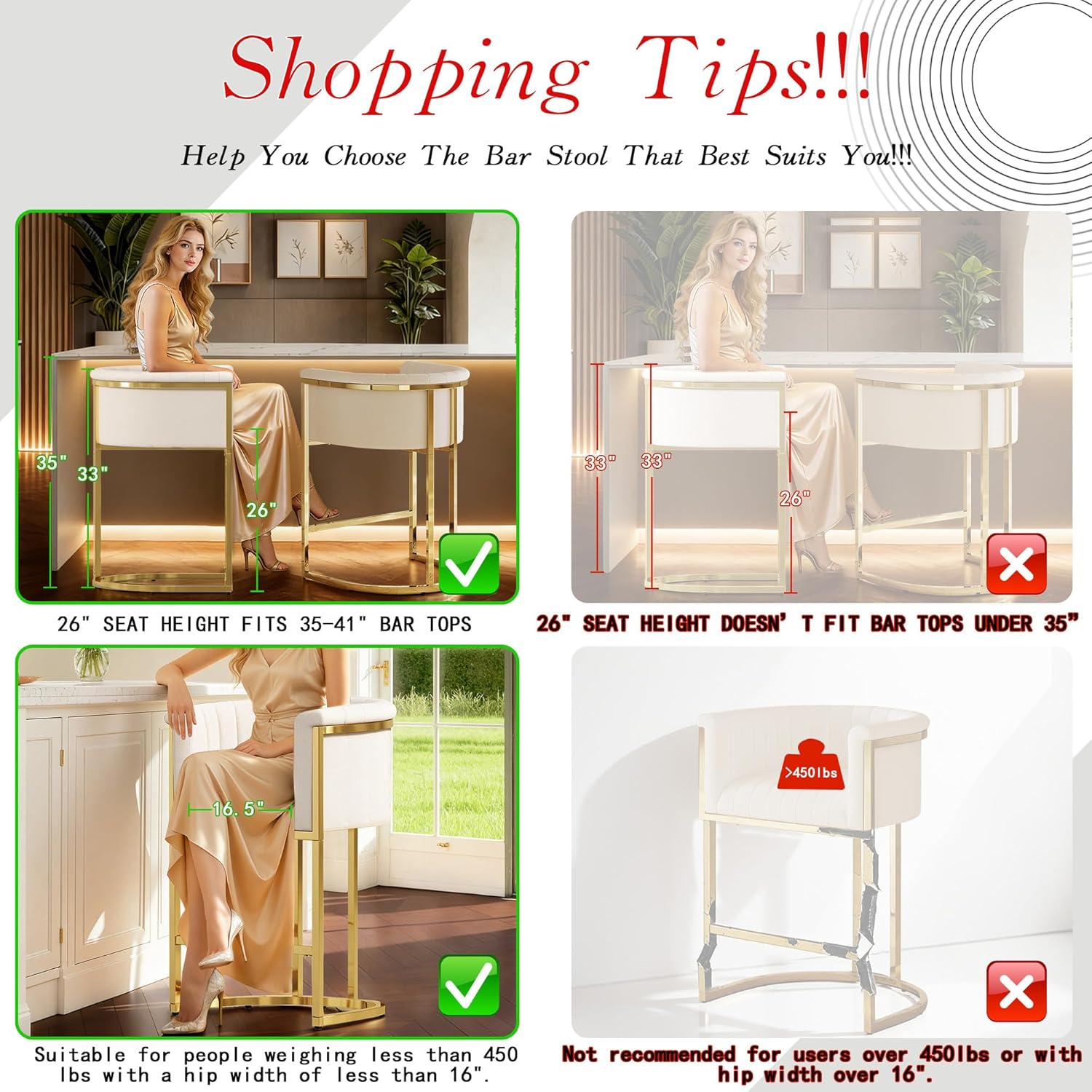 26in Upholstered Counter Heigh - огляд і ціна Commercial Kitchen Counter