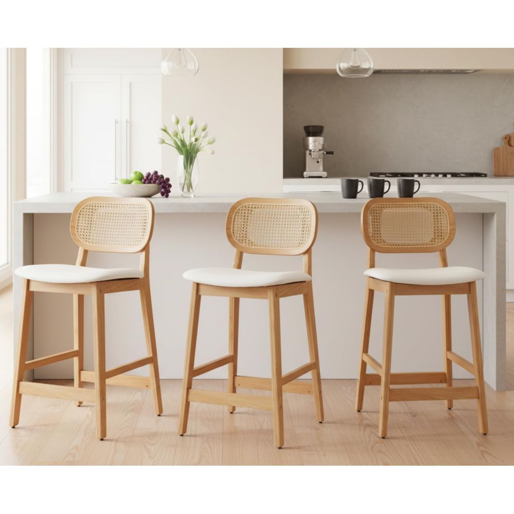 Rattan Bar Stools Set of 3 hol - огляд і ціна Commercial Kitchen Counter