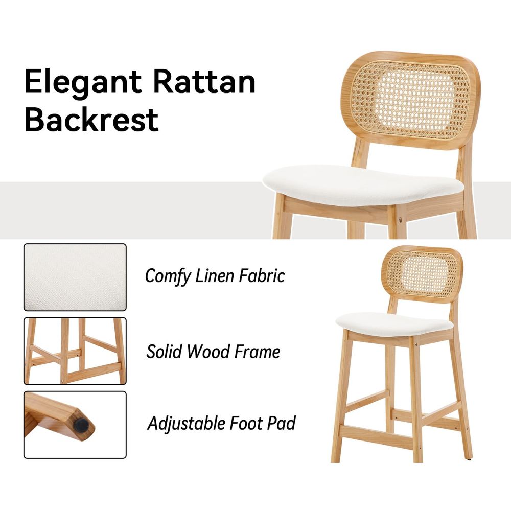 Rattan Bar Stools Set of 3 hol - огляд і ціна Commercial Kitchen Counter