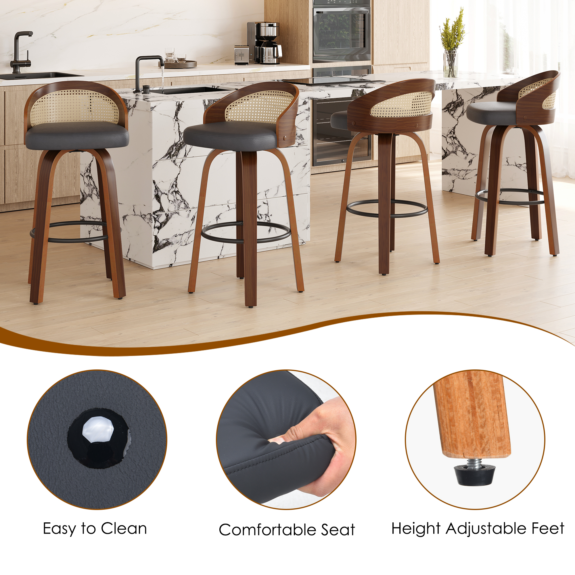 Set of 2 Swivel Bar Stools, Mo - огляд і ціна Commercial Kitchen Counter