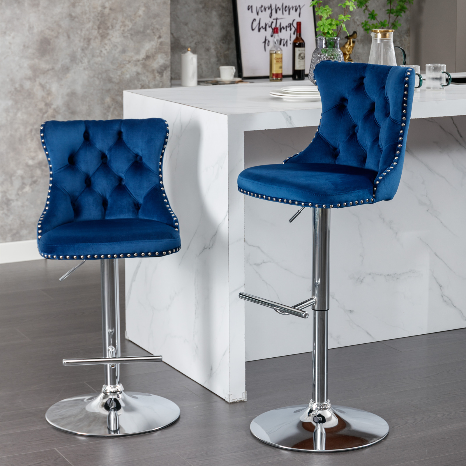 2PCS Swivel Velvet Bar Stools  - огляд і ціна Commercial Kitchen Counter