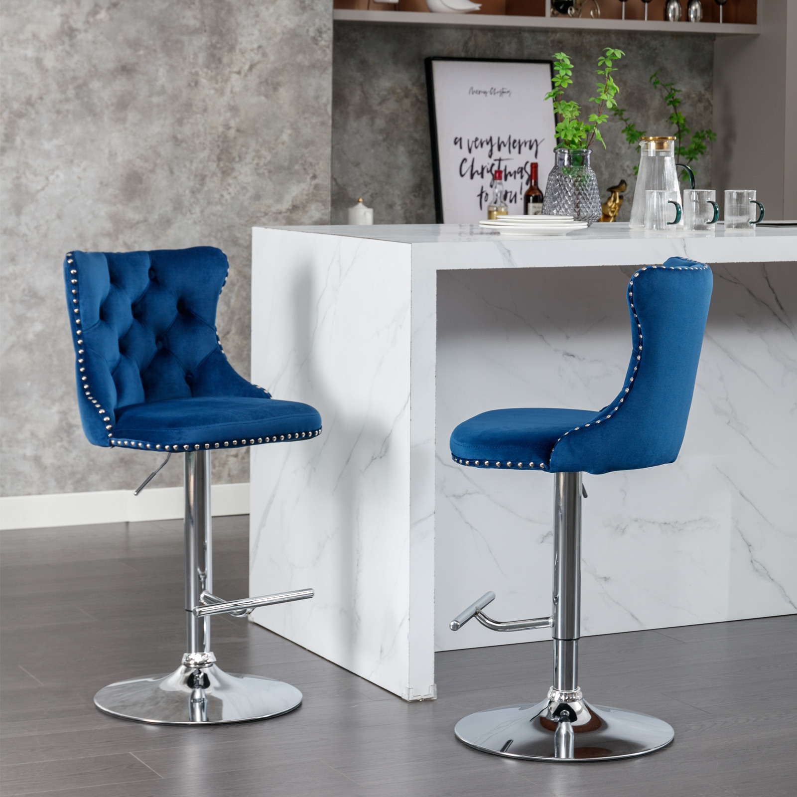 2PCS Swivel Velvet Bar Stools  - огляд і ціна Commercial Kitchen Counter