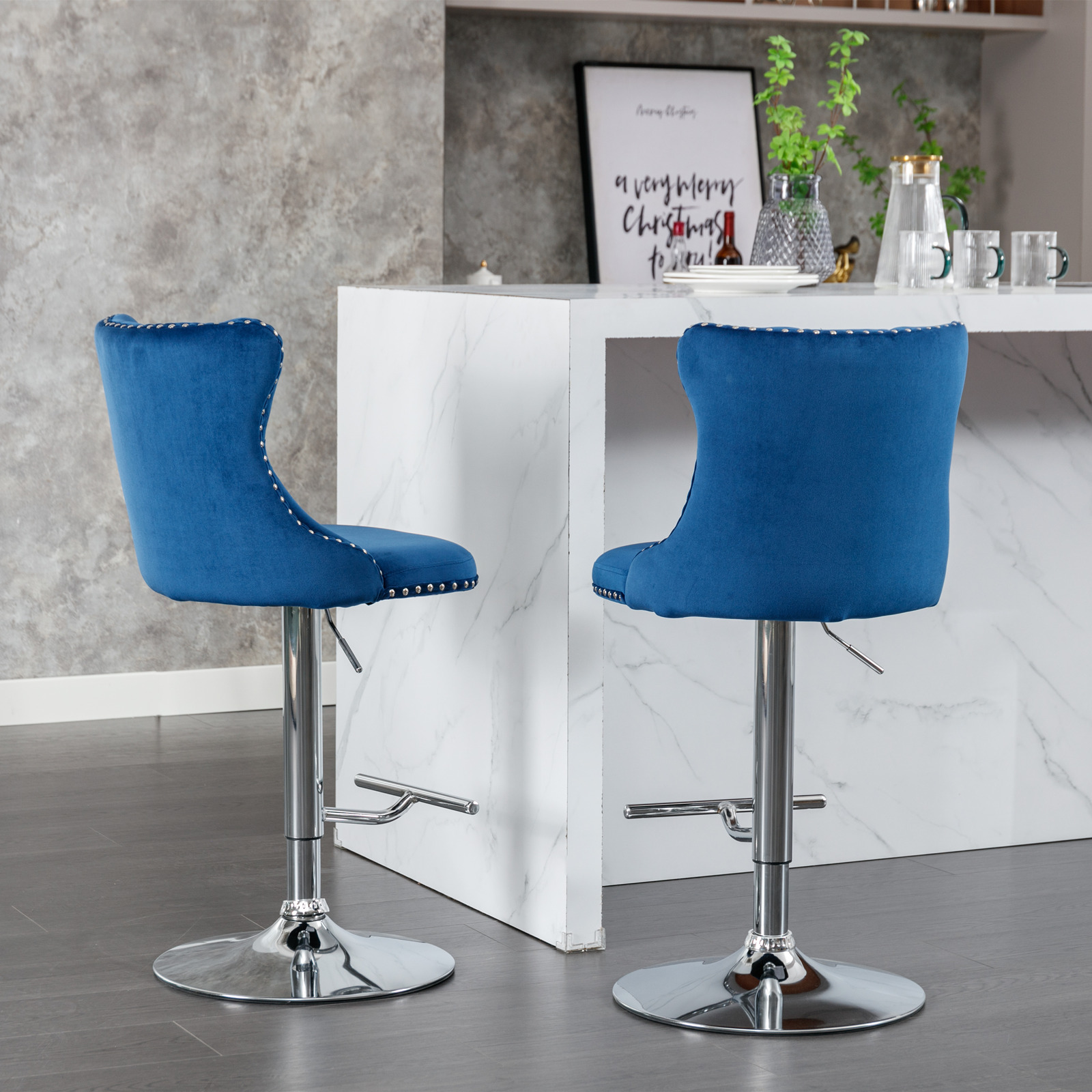 2PCS Swivel Velvet Bar Stools  - огляд і ціна Commercial Kitchen Counter